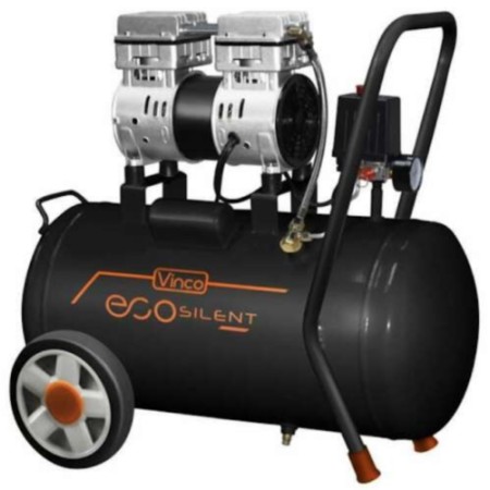 VINCO ECO SILENT COMPRESSORE ARIA ELETTRICO SILENZIATO PORTATILE - NERO 60701 50L