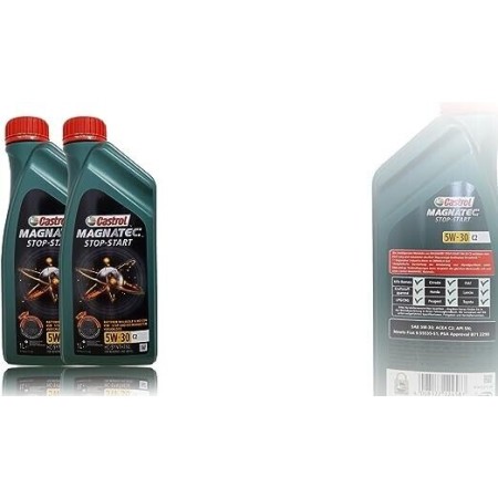 2 LATTINE CASTROL OLIO MOTORE MAGNATEC STOP&START 5W-30 C2 BENZINA E DIESEL