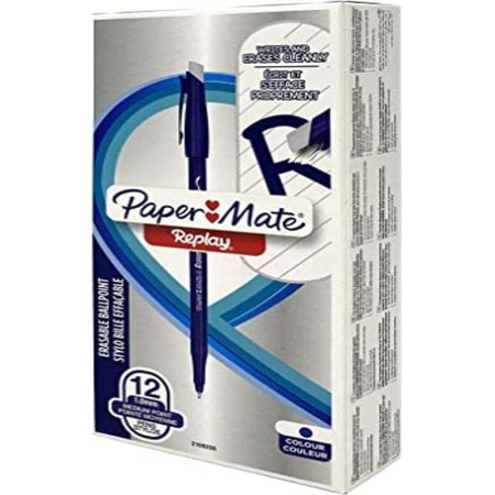 PAPER MATE REPLAY PENNA  BLU A SFERA CANCELLABILE 40° ANNIVERSARIO, LIMITED EDITION, CONFEZIONE DA 12 PENNE, BLU