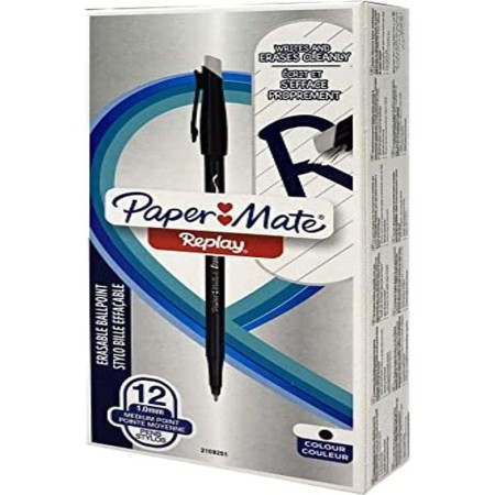 PAPER MATE REPLAY PENNA A SFERA NERO CANCELLABILE 40° ANNIVERSARIO, LIMITED EDITION, CONFEZIONE DA 12 PENNE