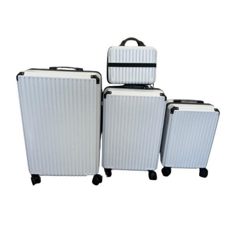 SET DI 4 PEZZI DI VALIGIE DI COLORE GRIGIO CHIARO , VALIGIE DA VIAGGIO MULTIFUNZIONALI, TROLLEY RIGIDI