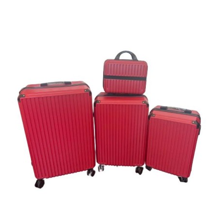 SET DI 4 PEZZI DI VALIGIE DI COLORE ROSSO  , VALIGIE DA VIAGGIO MULTIFUNZIONALI, TROLLEY RIGIDI