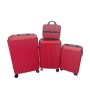 SET DI 4 PEZZI DI VALIGIE DI COLORE ROSSO  , VALIGIE DA VIAGGIO MULTIFUNZIONALI, TROLLEY RIGIDI