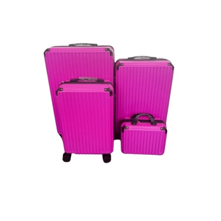 SET DI 4 PEZZI DI VALIGIE DI COLORE ROSA , VALIGIE DA VIAGGIO MULTIFUNZIONALI, TROLLEY RIGIDI