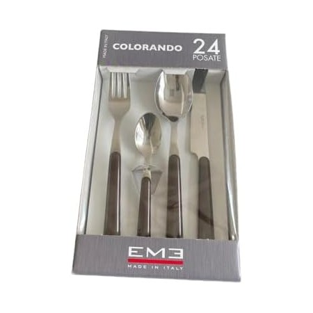 EME P13BR/89 CONFEZIONE POSATE 24 PEZZI EME MADE IN ITALY SET DI POSATE COLORANDO (MARRONE)