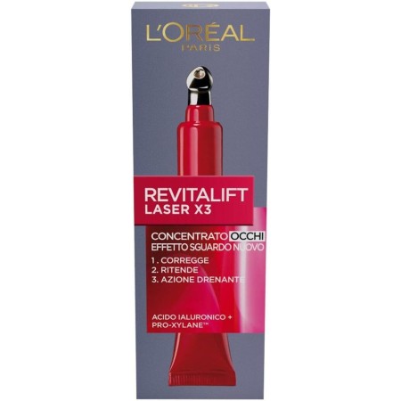 L'ORÉAL PARIS A9200804 CONTORNO OCCHI REVITALIFT LASER X3, AZIONE ANTIRUGHE ANTI-ETÀ CON ACIDO IALURONICO E PRO-XYLANE, 15 ML