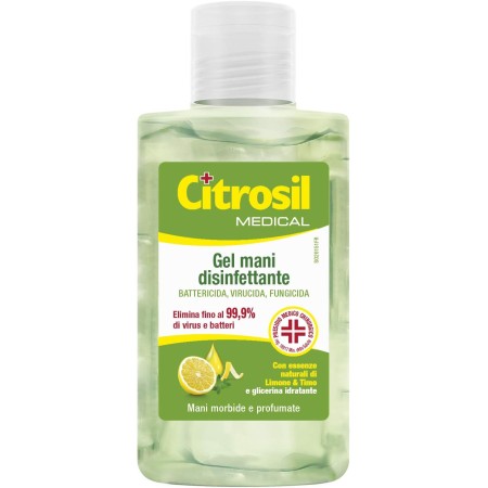 CITROSIL - GEL DI ALCOOL DISINFETTANTE PER MANI, IGIENIZZANTE GUSTO LIMONE E TIMO, PER MANI MORBIDE E PROFUMATE CON PROPRIETÀ ANTIBATTERICHE - FLACONE DA 100 ML