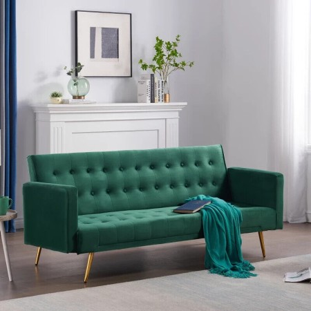 CRIBEL DIVANO LETTO 3 POSTI IN VELLUTO, 191X80/96X74/39 CM VERDE