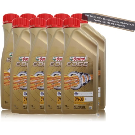 12  LITRI DI OLIO MOTORE CASTROL AUTO LUBRIFICANTE CASTROL EDGE 5W-30 LL TITANIUM 1L