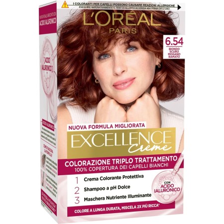 L'OREAL PARIS A1492777 COLORAZIONE TRIPLO TRATTAMENTO EXCELLENCE CON ACIDO IAURONICO COROLE BIONDO SCURO MOGANO RAMATO (6,54)