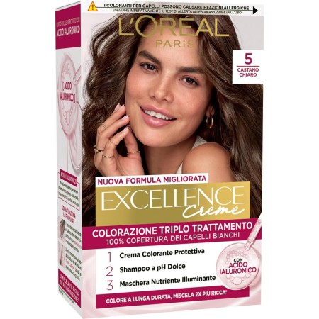 L'OREAL PARIS A1492678  COLORAZIONE TRIPLO TRATTAMENTO EXCELLENCE CON ACIDO IAURONICO COROLE CASTANO CHIARO (5)