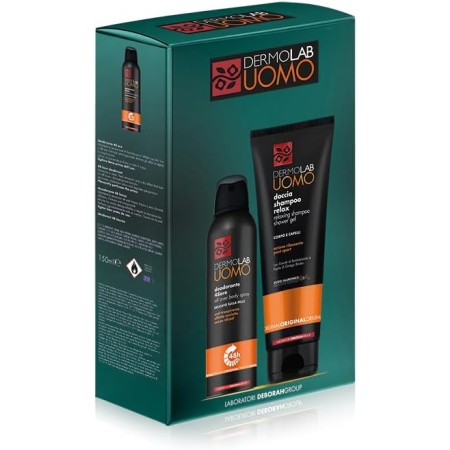 DERMOLAB TBV00924 BOX UOMO DOCCIA SHAMOOO RELAX 250ML MUSHIO E AMBRA AZIONE TONIFICANTE -DEODORANTE SPRAY 48 ORE SENZA ALCOOL 150ML