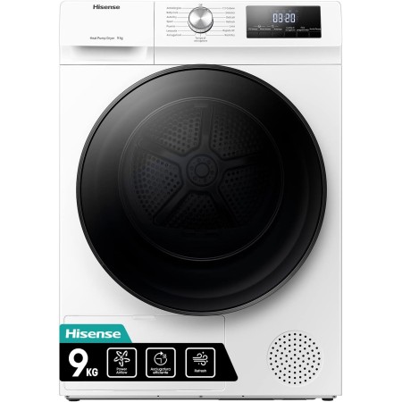 HISENSE DHQA902U ASCIUGATRICE A POMPA DI CALORE CON ION TECH 9KG OBLO' NERO , DISPLAY + POWER AIR FLOW CLASSE ENERGETICA A