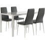 SET BENNY CRIBEL  GRIGIO/BIANCO TAVOLO CON 4 SEDIE IN VETRO 135X80X76 DESIGN MODERNO