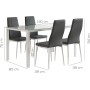 SET BENNY CRIBEL  GRIGIO/BIANCO TAVOLO CON 4 SEDIE IN VETRO 135X80X76 DESIGN MODERNO