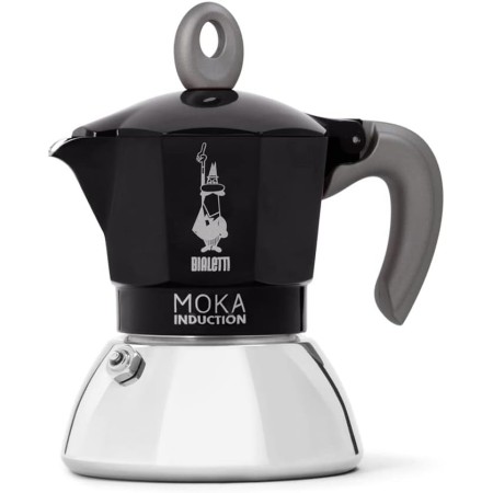 BIALETTI CAFFETTIERA MOKA INDUCTION 2 TAZZE ADATTA A TUTTII PIANI DI COTTURA 100ML DESING ELEGATE NERO