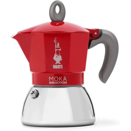 BIALETTI CAFFETTIERA MOKA INDUCTION 4 TAZZE ADATTA A TUTTII PIANI DI COTTURA 100ML DESING ELEGATE ROSSO