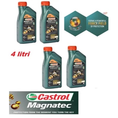 4 LATTINE OLIO MOTORE 0W-30 GS1/DS1 MAGNATEC NEW CASTROL  1L